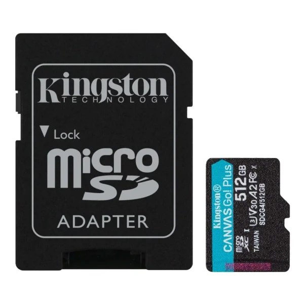 Micro SD Card 512GB Kingston+SD adapter SDCG4/512GB -  200/160 MB/s