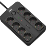 Produžni kabl sa prenaponskom zaštitom sa 8 utičnica MAX MPS-908SB-3M/3m/USB A & USB C port