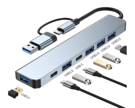 Adapter-konverter USB E-Green USB 3.0/USB 3.1 tip C(M)-USB 3.0+4 xUSB 2.0+2xtip C(7 u2)