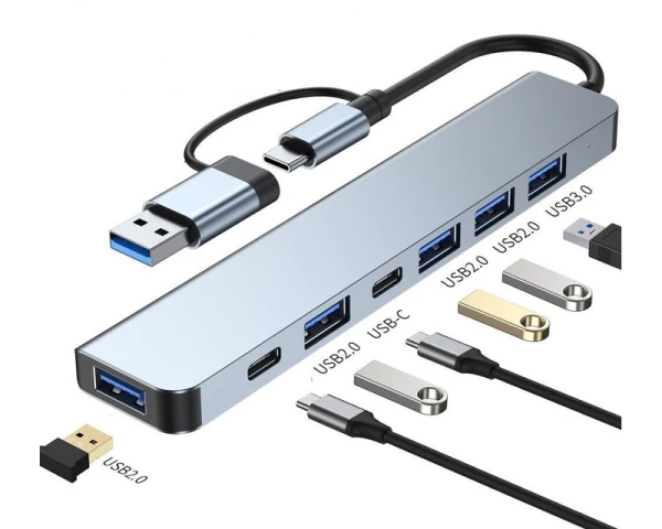 Adapter-konverter USB E-Green USB 3.0/USB 3.1 tip C(M)-USB 3.0+4 xUSB 2.0+2xtip C(7 u2)