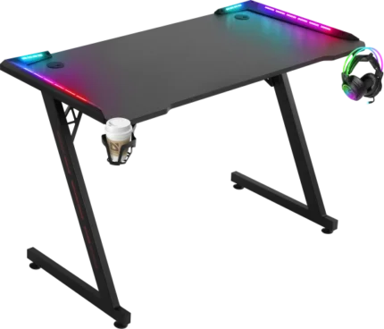Gaming sto Defender Idol 75cmx120cmx60cmx15mm Backlight/Držač za čase/crni